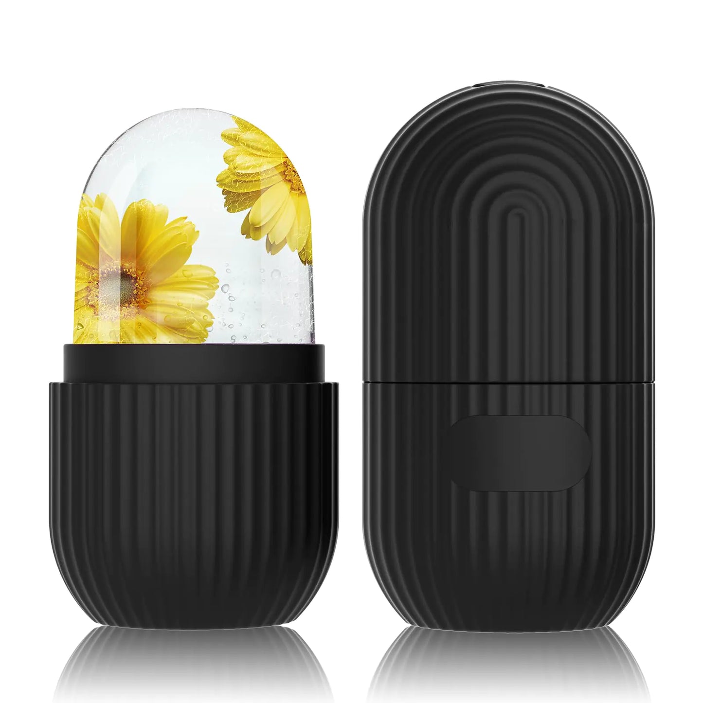 GeeRic Ice Face Roller Silicone Ice Facial Rollers Cube Face Contour for Eyes Neck Beauty Facial Massage Roller Remove Dark Circle Pore Shrink Face Roller Skin Care Tools (Black)