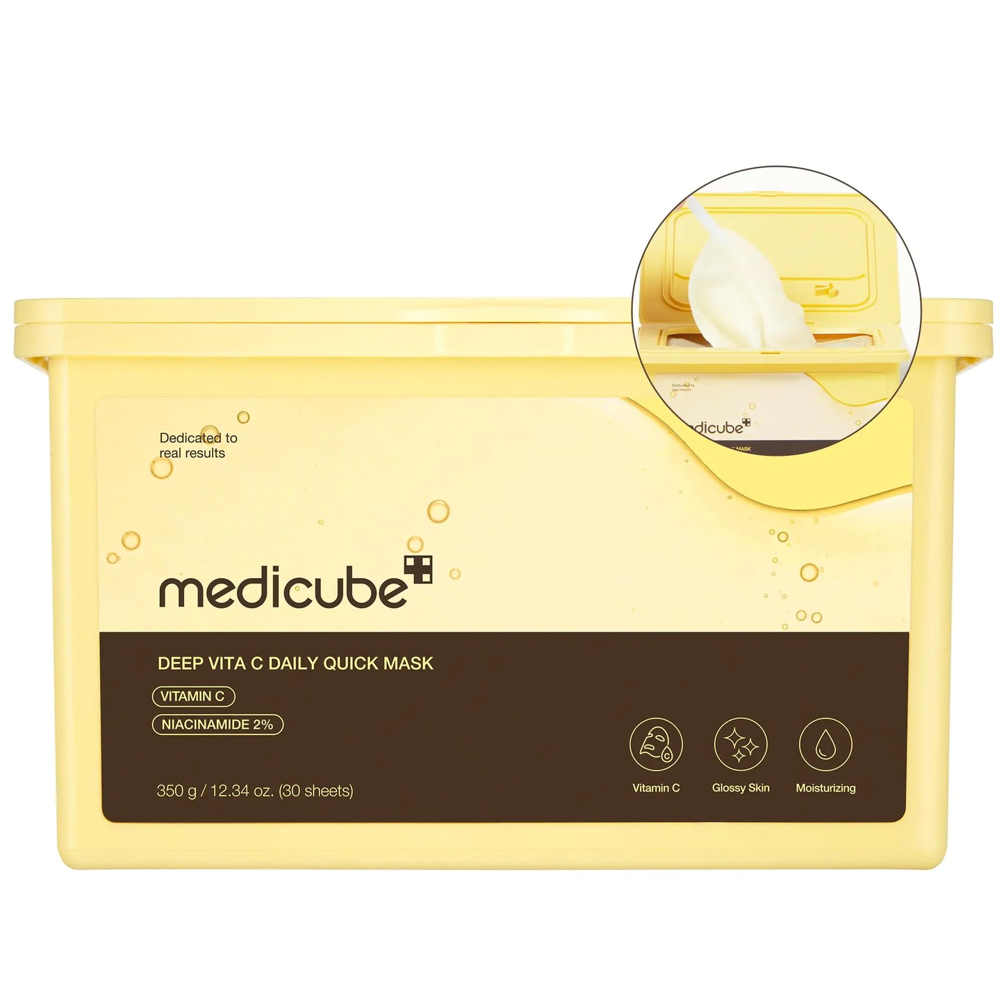 Medicube Deep Vita C Daily Quick 30 Sheet Masks - Vegan Certified Quick Dispenser Triple Vitamin Complex For Radiance and Hydration